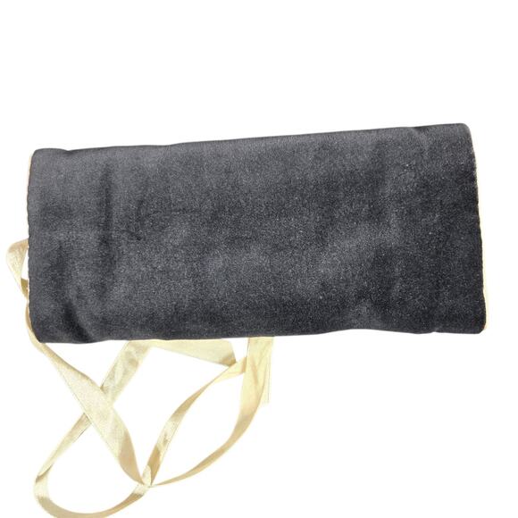 Swarovski Velvet Jewelry Roll Travel Organizer Black Gold Satin Crystal Pouch - Picture 5 of 14